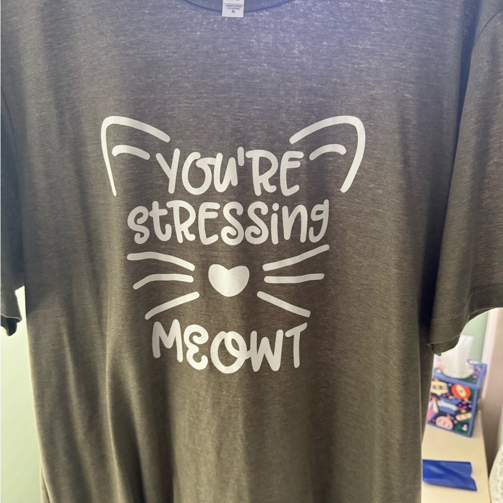 Bella Canvas Green Short Sleeve Tee Playful Cat Design